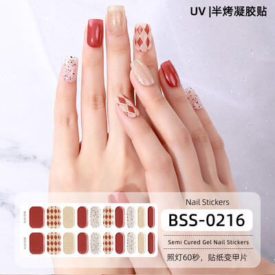 20 vârfuri Gel semi vindecat Nail Art Sliders Manichiură UV LED Lampă Semi vindecat Gel Design Autocolante pentru unghii Impermeabil Decorare autocolant pentru unghii
