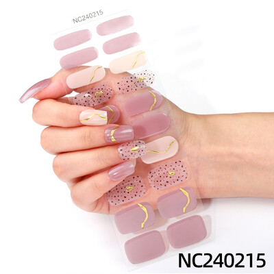 20 vârfuri Gel semi vindecat Nail Art Sliders Manichiură UV LED Lampă Semi vindecat Gel Design Autocolante pentru unghii Impermeabil Decorare autocolant pentru unghii