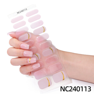 20 vârfuri Gel semi vindecat Nail Art Sliders Manichiură UV LED Lampă Semi vindecat Gel Design Autocolante pentru unghii Impermeabil Decorare autocolant pentru unghii