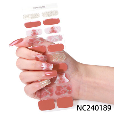 20 vârfuri Gel semi vindecat Nail Art Sliders Manichiură UV LED Lampă Semi vindecat Gel Design Autocolante pentru unghii Impermeabil Decorare autocolant pentru unghii