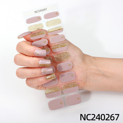 20 vârfuri Gel semi vindecat Nail Art Sliders Manichiură UV LED Lampă Semi vindecat Gel Design Autocolante pentru unghii Impermeabil Decorare autocolant pentru unghii