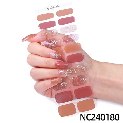 20 vârfuri Gel semi vindecat Nail Art Sliders Manichiură UV LED Lampă Semi vindecat Gel Design Autocolante pentru unghii Impermeabil Decorare autocolant pentru unghii