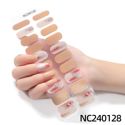 20 vârfuri Gel semi vindecat Nail Art Sliders Manichiură UV LED Lampă Semi vindecat Gel Design Autocolante pentru unghii Impermeabil Decorare autocolant pentru unghii