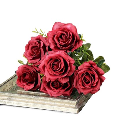 Visokokvalitetno umjetno cvijeće od svilene narančaste ruže za ukrašavanje vjenčanja, veliko i realistično.