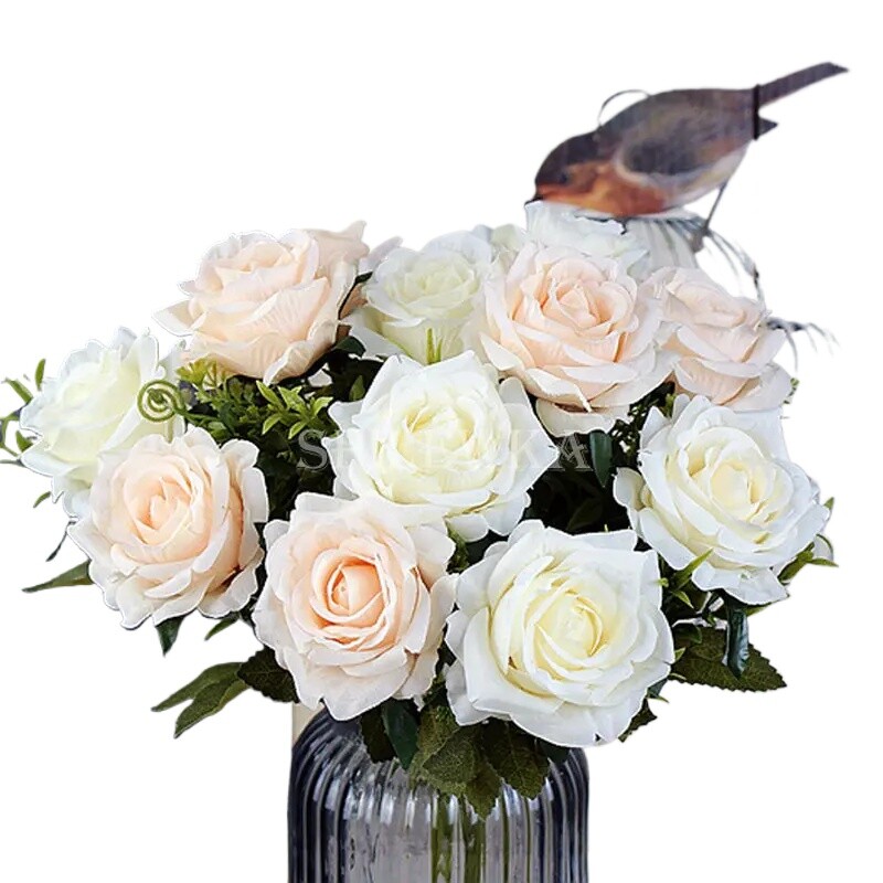 Visokokvalitetno umjetno cvijeće od svilene narančaste ruže za ukrašavanje vjenčanja, veliko i realistično.