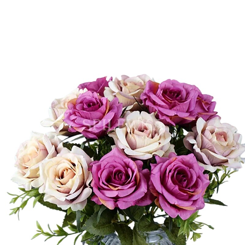 Visokokvalitetno umjetno cvijeće od svilene narančaste ruže za ukrašavanje vjenčanja, veliko i realistično.