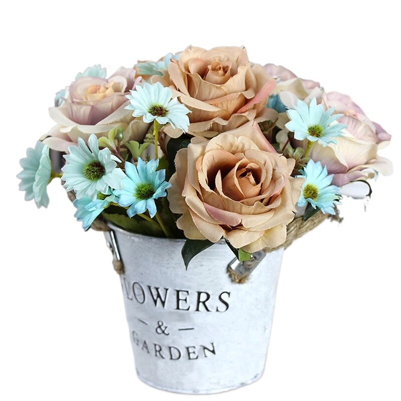 Visokokvalitetno umjetno cvijeće od svilene narančaste ruže za ukrašavanje vjenčanja, veliko i realistično.