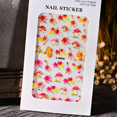 Kalėdų baltų snaigių nagų dailės lipdukas 5D reljefinis animacinis filmas Sniego senelis Briedis Varpelis Nagų lipdukai Slankikliai Kalėdinis manikiūras „Pasidaryk pats“ ir 8*10 cm