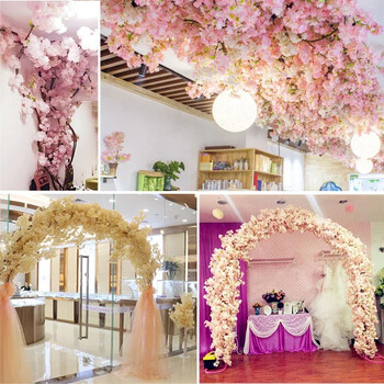 Artificial Cherry Blossom Pink White Tree Silk Flower Spring Cherry DIY Bonsai Arch Wedding Props Διακόσμηση σπιτιού