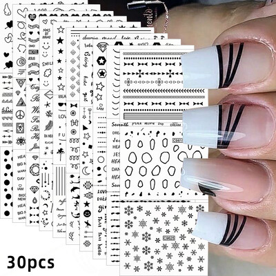 30Gb bronzējošas zelta/sudraba ģeometriskas zvaigznes/mēness nagu uzlīmes 5,5x6cmx30 lāzerzvaigzne/mēness nagu uzlīme DIY manikīra slīdņu komplekts