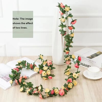 2 buc. Ghirlandă de flori de trandafir mov artificială viță de vie de mătase, agățată iedera, ghirlandă florală, perete de acasă, decorațiuni pentru petrecerea de nuntă