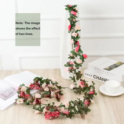 2 buc. Ghirlandă de flori de trandafir mov artificială viță de vie de mătase, agățată iedera, ghirlandă florală, perete de acasă, decorațiuni pentru petrecerea de nuntă