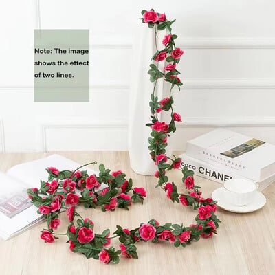 2 buc. Ghirlandă de flori de trandafir mov artificială viță de vie de mătase, agățată iedera, ghirlandă florală, perete de acasă, decorațiuni pentru petrecerea de nuntă