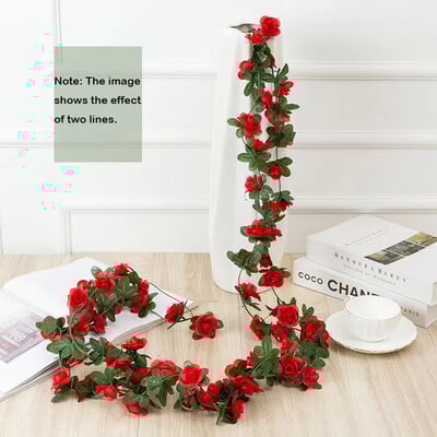 2 buc. Ghirlandă de flori de trandafir mov artificială viță de vie de mătase, agățată iedera, ghirlandă florală, perete de acasă, decorațiuni pentru petrecerea de nuntă