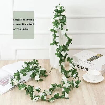 2 buc. Ghirlandă de flori de trandafir mov artificială viță de vie de mătase, agățată iedera, ghirlandă florală, perete de acasă, decorațiuni pentru petrecerea de nuntă