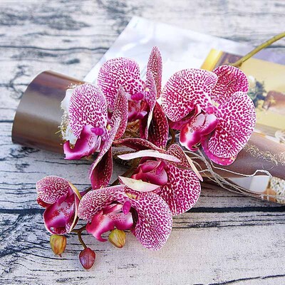 3D mala leptir orhideja 6 glavica/paket lažnog cvijeta Kućna draperija Zidna vjenčana dekoracija Božićni DIY umjetni Phalaenopsis