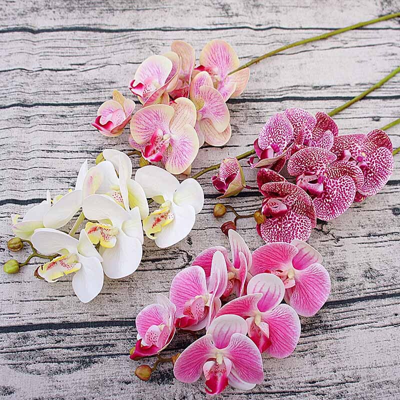 3D mala leptir orhideja 6 glavica/paket lažnog cvijeta Kućna draperija Zidna vjenčana dekoracija Božićni DIY umjetni Phalaenopsis
