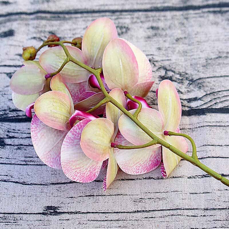 3D mala leptir orhideja 6 glavica/paket lažnog cvijeta Kućna draperija Zidna vjenčana dekoracija Božićni DIY umjetni Phalaenopsis