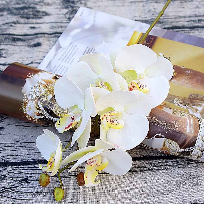 3D mala leptir orhideja 6 glavica/paket lažnog cvijeta Kućna draperija Zidna vjenčana dekoracija Božićni DIY umjetni Phalaenopsis