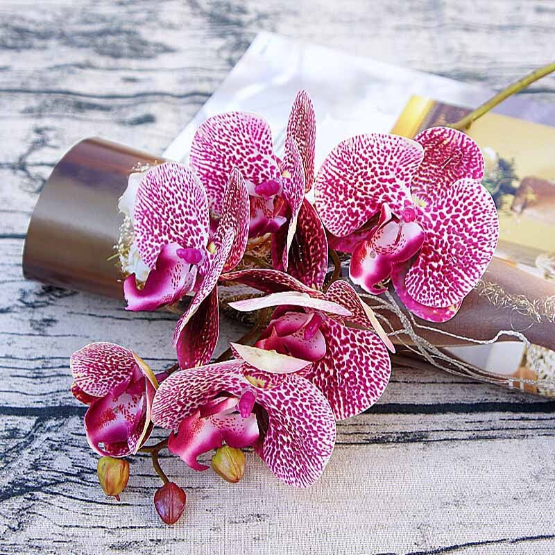 3D mala leptir orhideja 6 glavica/paket lažnog cvijeta Kućna draperija Zidna vjenčana dekoracija Božićni DIY umjetni Phalaenopsis