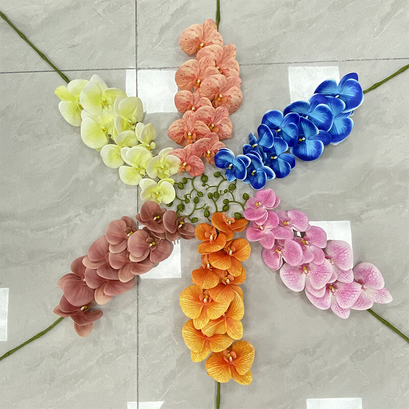 9 glava 3D ispis Phalaenopsis Real Touch Leptir Orhideja Vjenčanje Dnevna soba Dekoracija doma Stol Cvjetni aranžmani Ukrasi