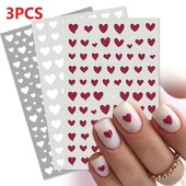 3 pachete 3D Laser Inima Alfabet Autocolante Nail Art Decoratiuni Nail Art Flori Stele Decoratiuni Nail Art alb-negru