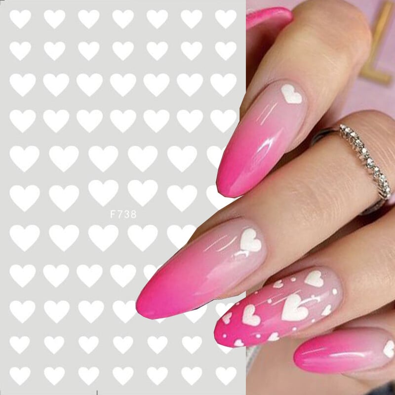 3 pachete 3D Laser Inima Alfabet Autocolante Nail Art Decoratiuni Nail Art Flori Stele Decoratiuni Nail Art alb-negru