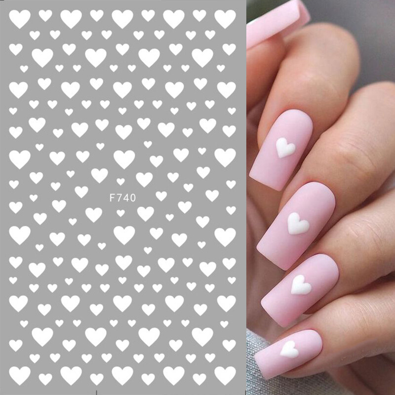 3 pachete 3D Laser Inima Alfabet Autocolante Nail Art Decoratiuni Nail Art Flori Stele Decoratiuni Nail Art alb-negru