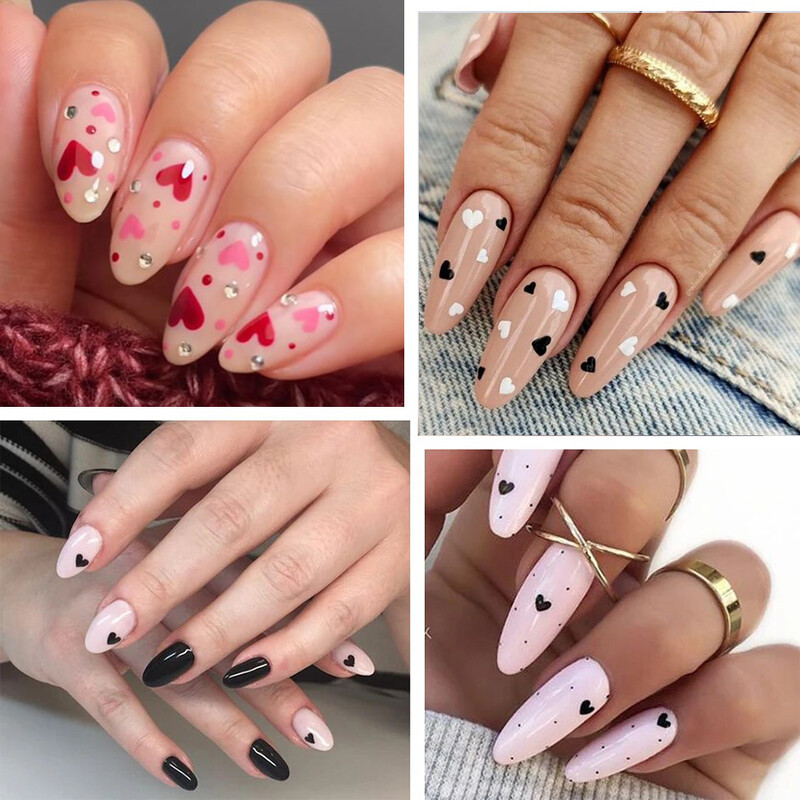 3 pachete 3D Laser Inima Alfabet Autocolante Nail Art Decoratiuni Nail Art Flori Stele Decoratiuni Nail Art alb-negru