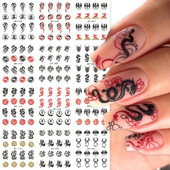 12 komada Zmaj Vodeni tobogan za nokte Kineska Nova godina Maskota Zmija Vatra Dizajn Uzorak Transfer Naljepnica Šarm 2024 Manikura folija za omote