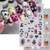 Απόκριες ροζ κολοκύθας αυτοκόλλητα νυχιών 5D Cute Skull Ghost Nail Slider Star Spider Nail Decals Art Decorations Manicure DIY