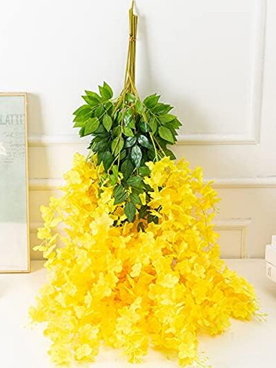 12 τεμ. Τεχνητά λουλούδια Κρεμαστά ψεύτικα λουλούδια Wisteria Γιρλάντα Silk Vine Rattan Long String Σπίτι Εξωτερική διακόσμηση γάμου