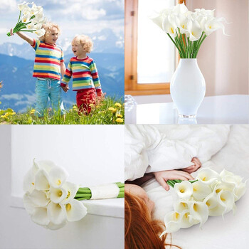 2/5Pieces Real Touch Calla Lily Τεχνητά λουλούδια Λευκή ανθοδέσμη γάμου Νυφικό ντους Διακόσμηση σπιτιού Λουλούδια Ψεύτικα λουλούδια