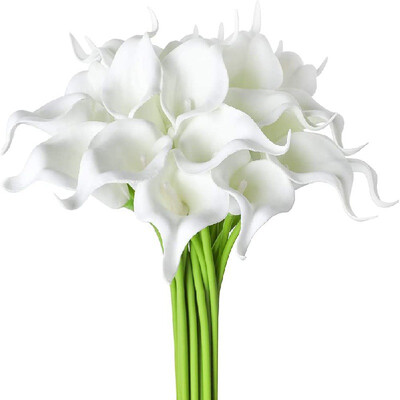 2/5 bucăți flori artificiale Calla Crin cu atingere reală Buchet de nuntă alb pentru petrecere de duș de mireasă, decorare cu flori pentru acasă, flori false