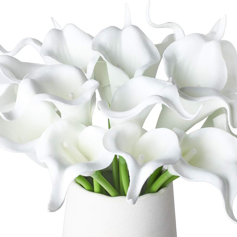 2/5Pieces Real Touch Calla Lily Τεχνητά λουλούδια Λευκή ανθοδέσμη γάμου Νυφικό ντους Διακόσμηση σπιτιού Λουλούδια Ψεύτικα λουλούδια