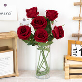5τμχ Μεταξωτό Τεχνητό Τριαντάφυλλο Λουλούδια Μακριά Μπουκέτο Γαμήλια Διακόσμηση Τραπεζιού Σπιτιού Τακτοποιήστε ψεύτικο φυτό για την ημέρα του Αγίου Βαλεντίνου Αξεσουάρ χειροτεχνίας