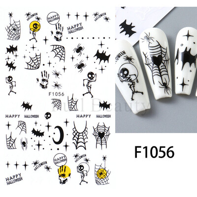 Slatki 3D Ghost klizači za nokte Noć vještica Naljepnice za nokte Crtani dizajn Šišmiši Zvijezde Paukova mreža Ljepljive naljepnice Ukras za vrhove noktiju