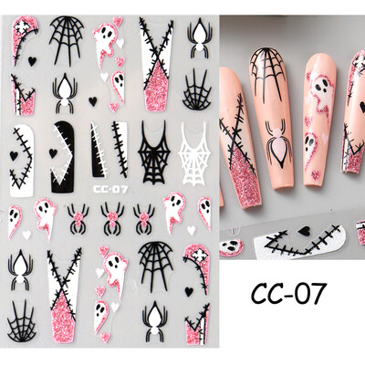 Slatki 3D Ghost klizači za nokte Noć vještica Naljepnice za nokte Crtani dizajn Šišmiši Zvijezde Paukova mreža Ljepljive naljepnice Ukras za vrhove noktiju