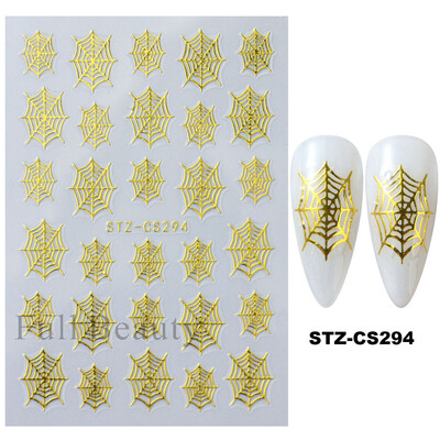 Slatki 3D Ghost klizači za nokte Noć vještica Naljepnice za nokte Crtani dizajn Šišmiši Zvijezde Paukova mreža Ljepljive naljepnice Ukras za vrhove noktiju