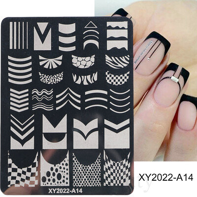 Širdies geometrija štampavimas nagų antspaudų plokštelės Trafaretas Gėlės Nėriniai Prancūziški patarimai Manikiūras Nagų dailės spausdinimas Gelio lakas Šablonai Plokštelė