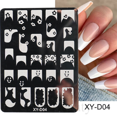 Širdies geometrija štampavimas nagų antspaudų plokštelės Trafaretas Gėlės Nėriniai Prancūziški patarimai Manikiūras Nagų dailės spausdinimas Gelio lakas Šablonai Plokštelė