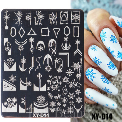 Širdies geometrija štampavimas nagų antspaudų plokštelės Trafaretas Gėlės Nėriniai Prancūziški patarimai Manikiūras Nagų dailės spausdinimas Gelio lakas Šablonai Plokštelė