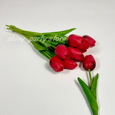 Umjetni buket cvijeća tulipana za vjenčanu dekoraciju, pravi dodir, lažni cvijet, kućni dekor, bijela, ružičasta, 9kom