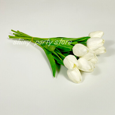 Umjetni buket cvijeća tulipana za vjenčanu dekoraciju, pravi dodir, lažni cvijet, kućni dekor, bijela, ružičasta, 9kom