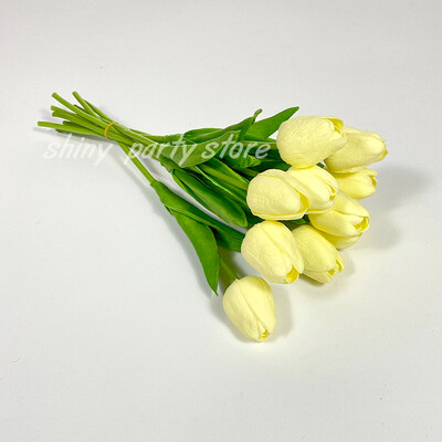 Umjetni buket cvijeća tulipana za vjenčanu dekoraciju, pravi dodir, lažni cvijet, kućni dekor, bijela, ružičasta, 9kom