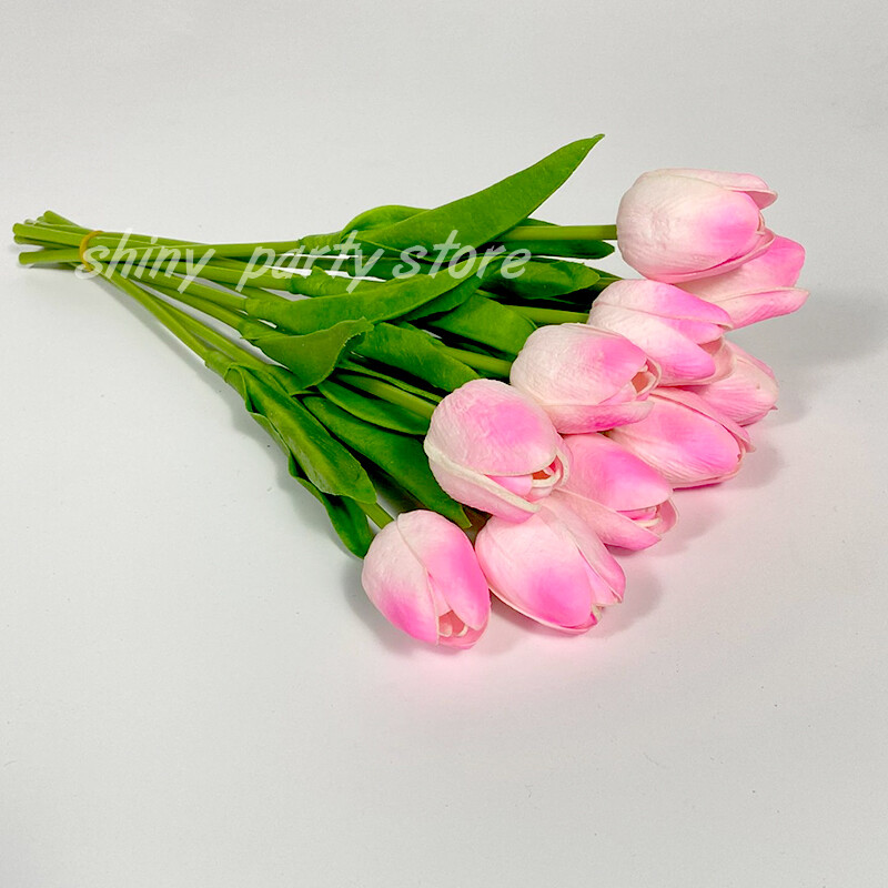 Umjetni buket cvijeća tulipana za vjenčanu dekoraciju, pravi dodir, lažni cvijet, kućni dekor, bijela, ružičasta, 9kom