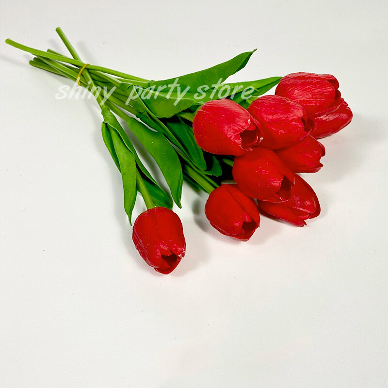 Umjetni buket cvijeća tulipana za vjenčanu dekoraciju, pravi dodir, lažni cvijet, kućni dekor, bijela, ružičasta, 9kom