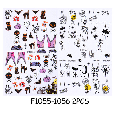 Τρισδιάστατα αυτοκόλλητα κολοκύθας κρανίου αποκριών για νύχια Χαριτωμένα κινούμενα σχέδια Ghost Black Cat Spider Web Αυτοκόλλητα αυτοκόλλητα Sliders DIY Διακόσμηση μανικιούρ