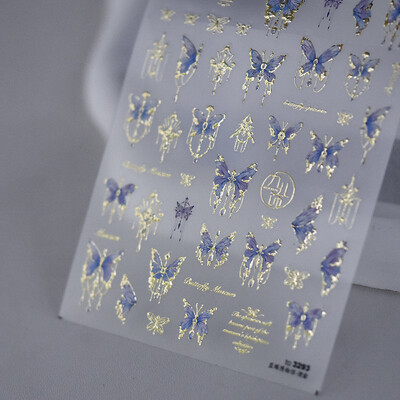 1 vnt. 5D lazeriu blizgantys japoniški nagų dailės lipdukai Prabangūs mėlyni žalia povai raudoni fenikso nagų dekoravimo lipdukai „pasidaryk pats“ nagų priedai