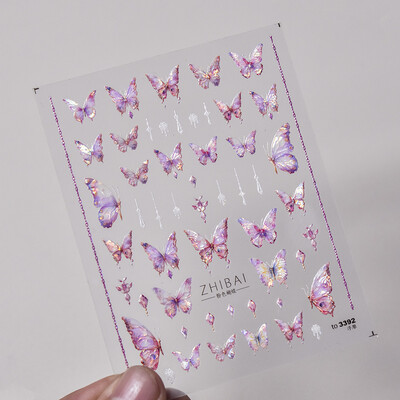 1 vnt. 5D lazeriu blizgantys japoniški nagų dailės lipdukai Prabangūs mėlyni žalia povai raudoni fenikso nagų dekoravimo lipdukai „pasidaryk pats“ nagų priedai